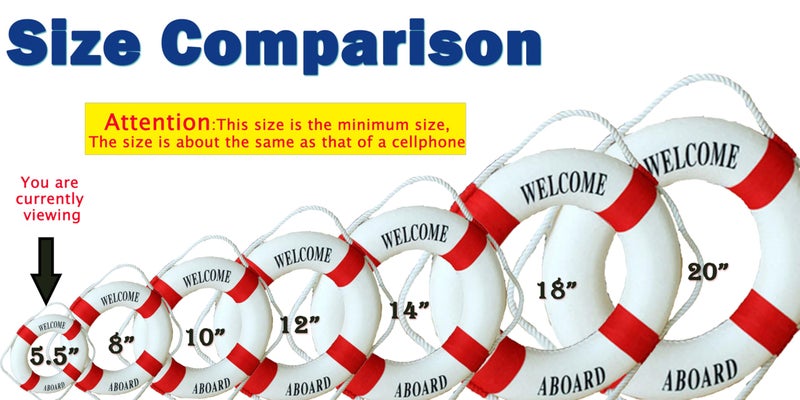 MorroMorn Lifebuoy Wall Hanging Decor - Welcome Aboard Mediterranean Style Home Decoration (Red, 1.00" x 5.50") - Image 4